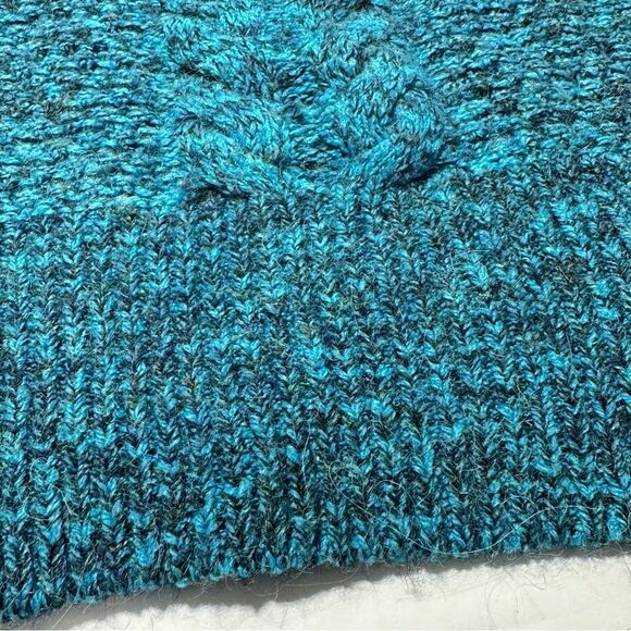 Sleeping On Snow Alpaca Wool Sweater Off The Shoulder Turquoise Cable Knit XL - Picture 6 of 15